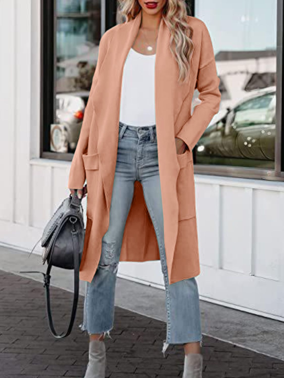 "Open Front Dropped Shoulder Outerwear – Effortlessly Chic, Relaxed Fit, Cozy & Lightweight, Perfect for Layering & Elevating Your Everyday Look."