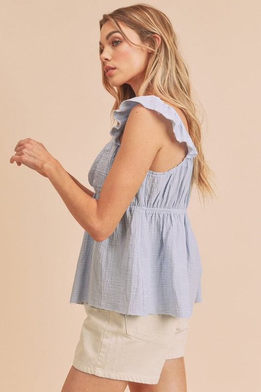 "Olivia Sweetheart Neck Ruffled Strap Top – Feminine & Flirty, Soft Flowy Fabric, Elegant Sweetheart Neckline, Chic Ruffled Straps, Perfect for Any Occasion"