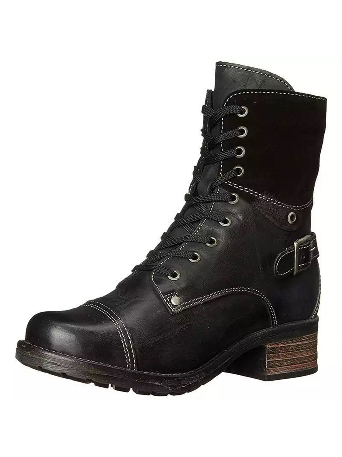 Stylish Mid-Heel Women's Boots with Lace-Up Design for Comfort & Stability"